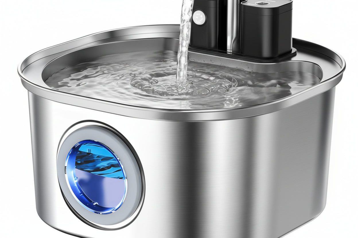 Fontaine à Eau Chat Sans Fil Inox | Voluas SteelFlow™ | universpet