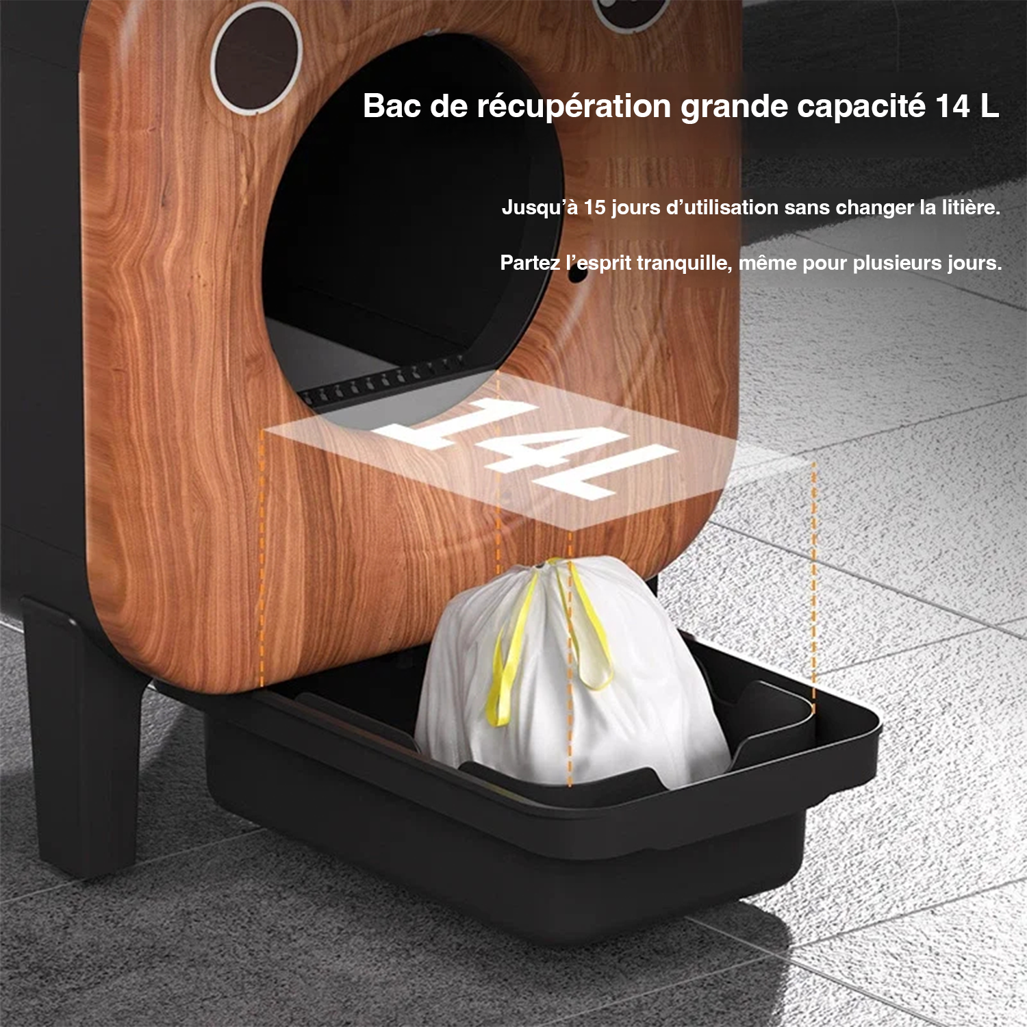 Litière Autonettoyante Signature Bois 75L Connectée | universpet