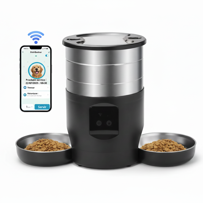 Distributeur Automatique Double Bol Inox 5L | universpet