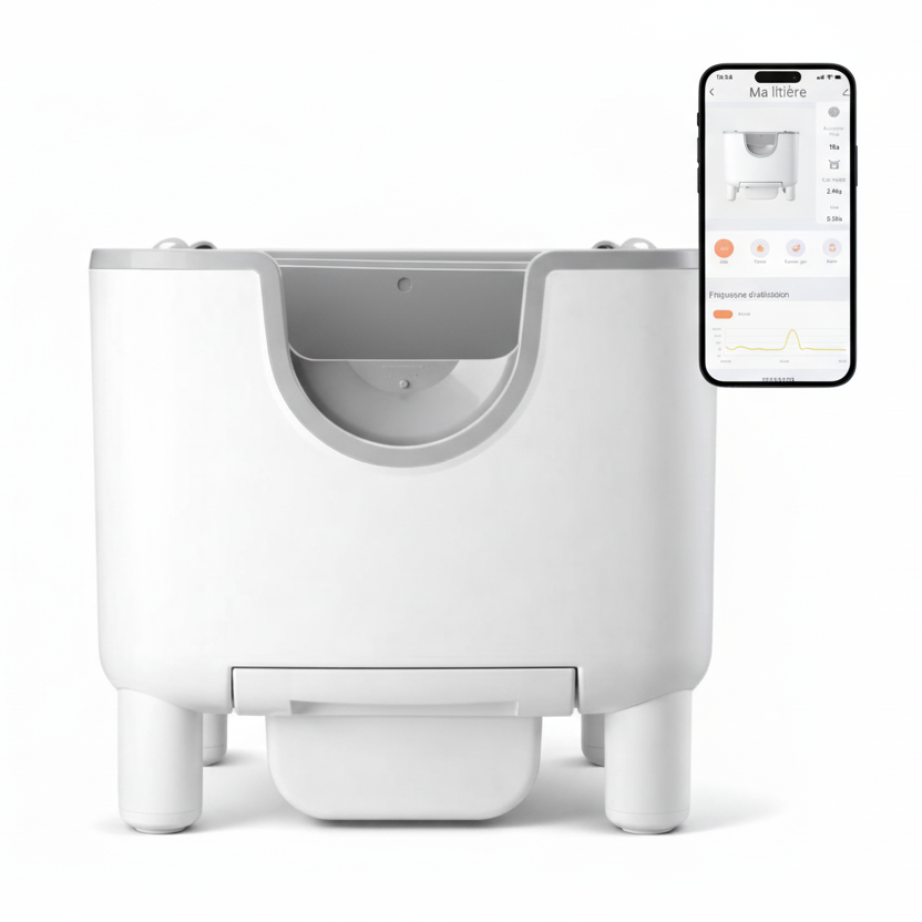 Litière Autonettoyante Ouverte Connectée | Sécurité IR + App Wi-Fi | universpet