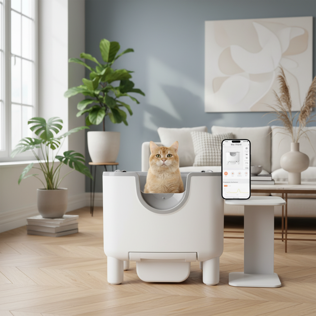 Litière Autonettoyante Ouverte Connectée | Sécurité IR + App Wi-Fi | universpet