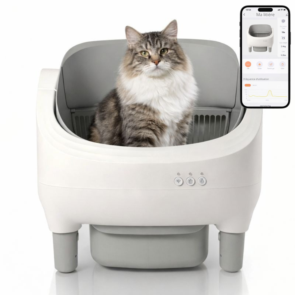 Litière Autonettoyante Connectée 76L | Pour 1 à 10 Chats | universpet