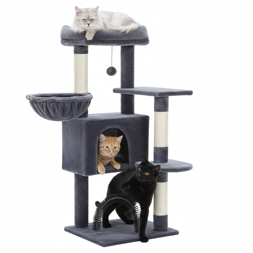 Arbre à Chat Nova 106 cm | 4 Niveaux + Griffoir Sisal + Condo | universpet