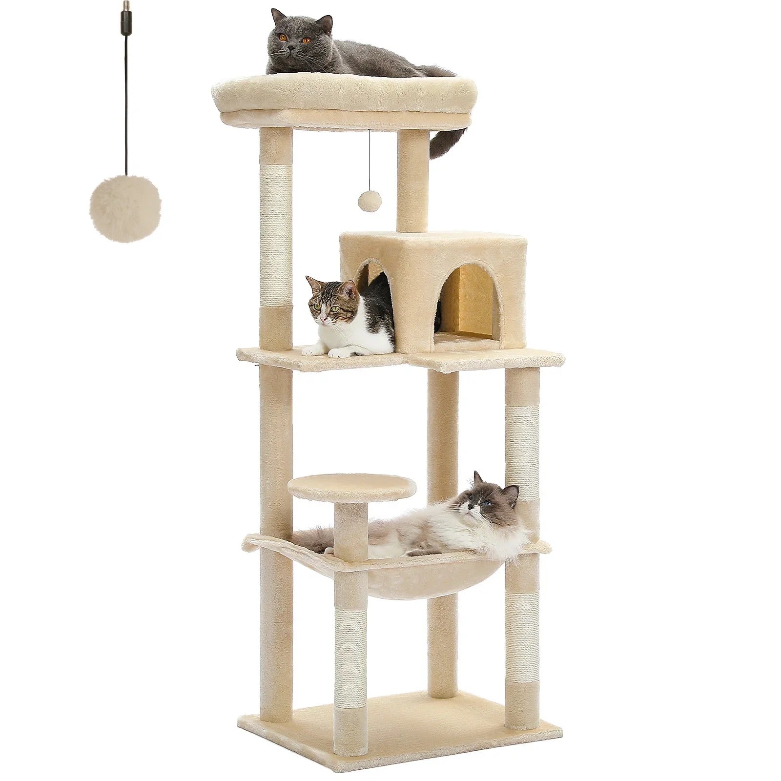 Arbre à Chat Auro 143 cm | Hamac XL + 5 Niveaux + Sisal | universpet