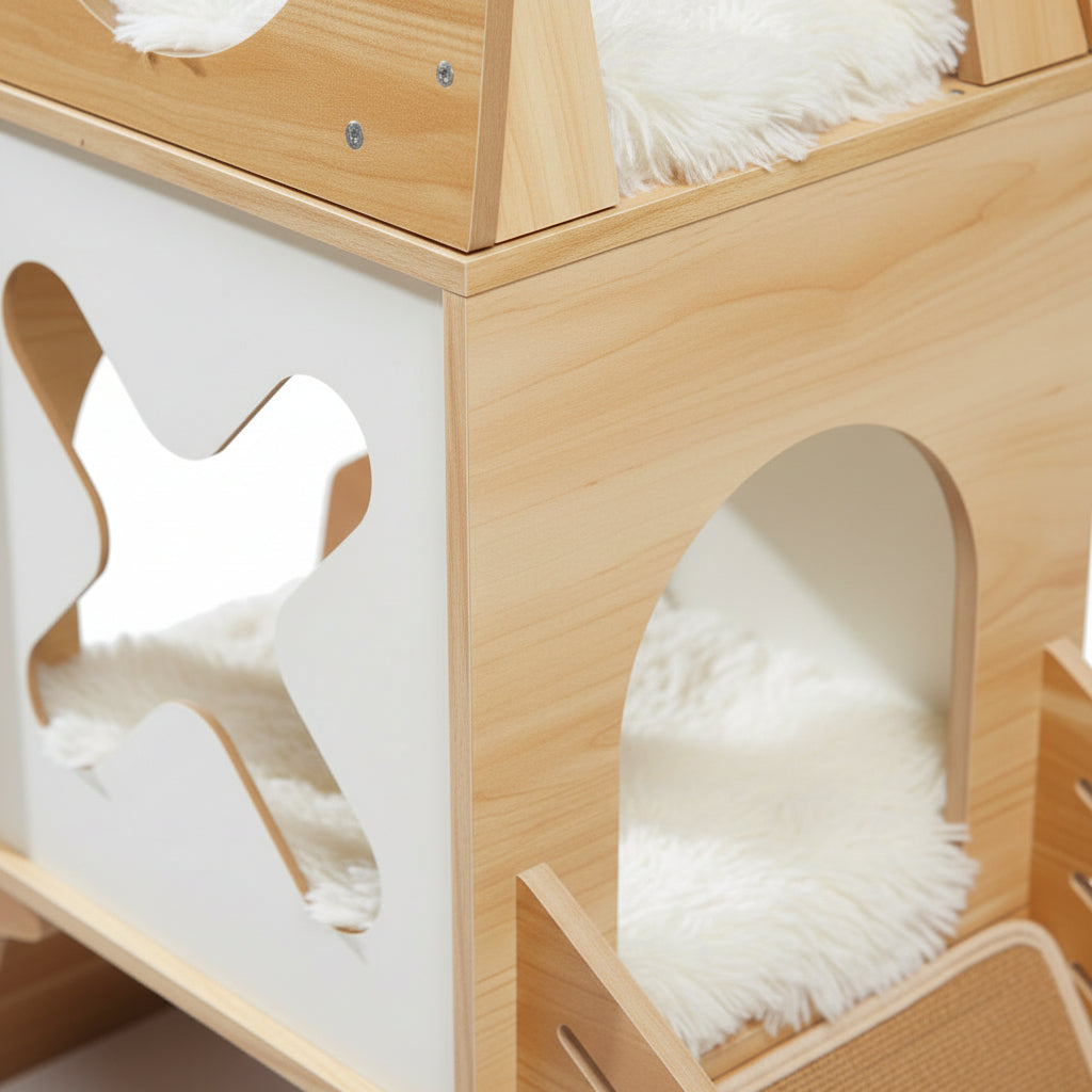 Arbre à Chat Neko 110 cm | 4 Niveaux + 2 Condos + Tunnel | universpet