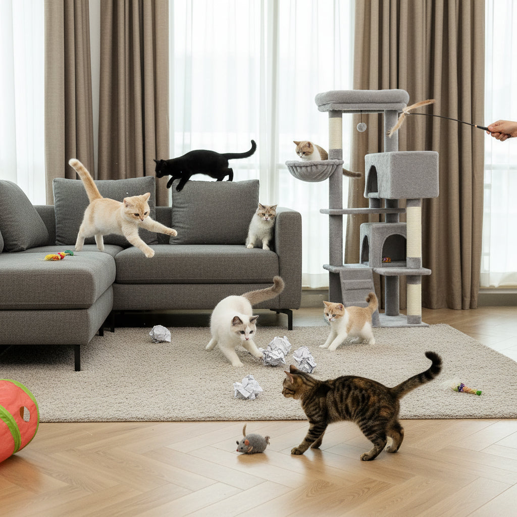 Arbre à Chat Gaïa 143 cm | 5 Niveaux + 2 Condos + Hamac | universpet