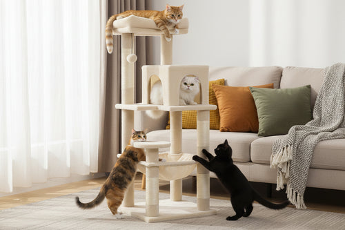 Arbre à Chat Kumo 116 cm | Hamac Suspendu + Niche + Métal | universpet