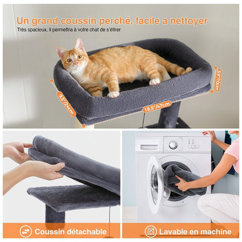 Arbre à Chat Nova 106 cm | 4 Niveaux + Griffoir Sisal + Condo | universpet