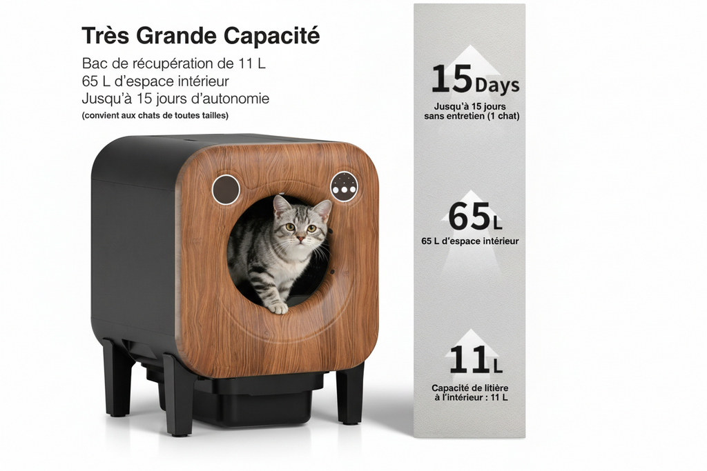 Litière Autonettoyante Signature Bois 75L Connectée | universpet