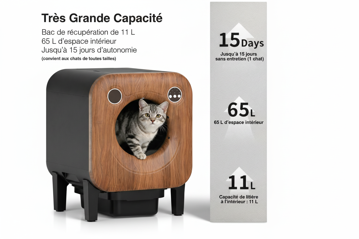 Litière Autonettoyante Signature Bois 75L Connectée | universpet