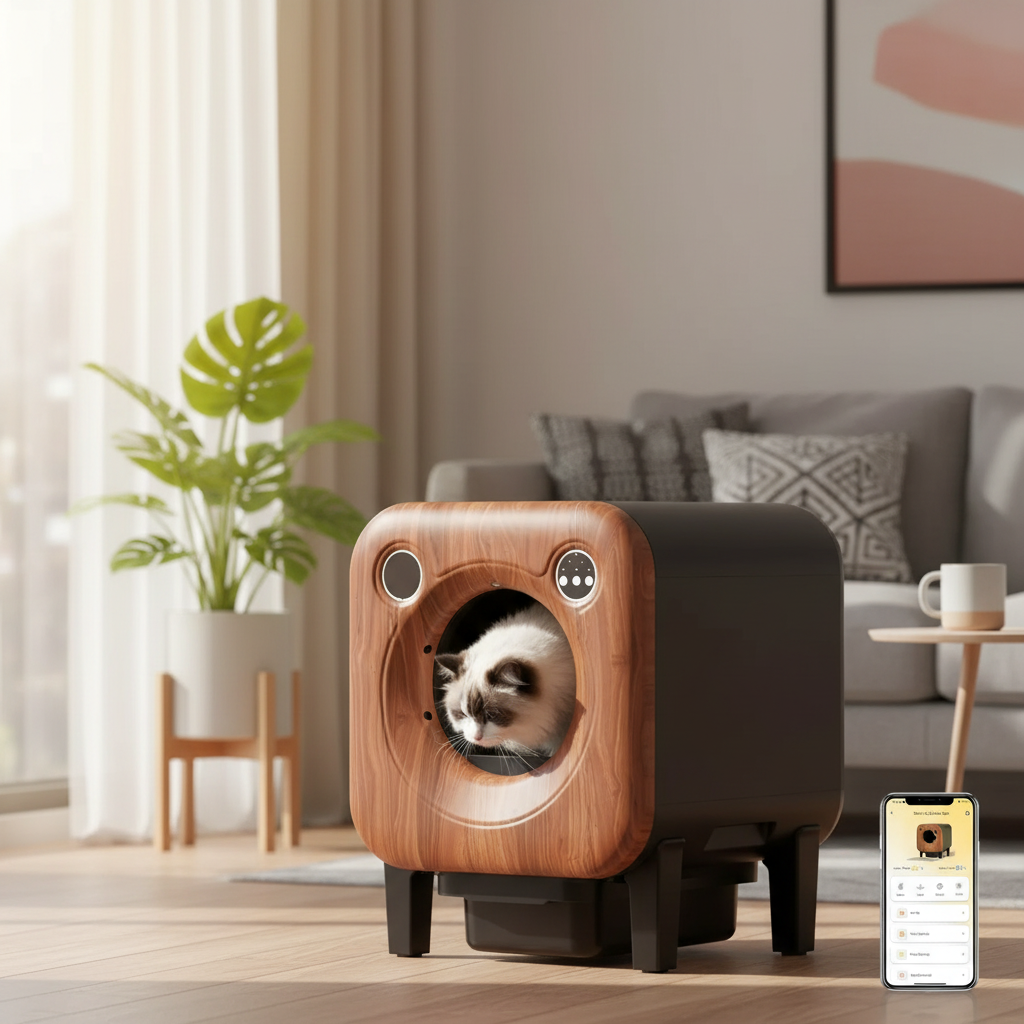 Litière Autonettoyante Signature Bois 75L Connectée | universpet